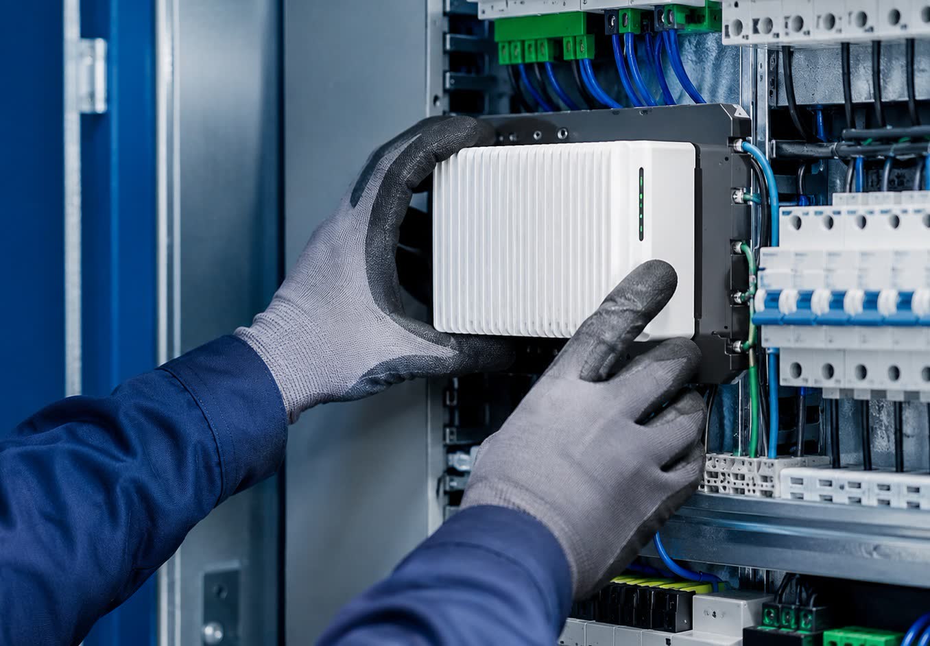 Elektrik panosunda montaj yapan teknik ekip